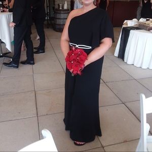 Black jumpsuit with rhinestone belt